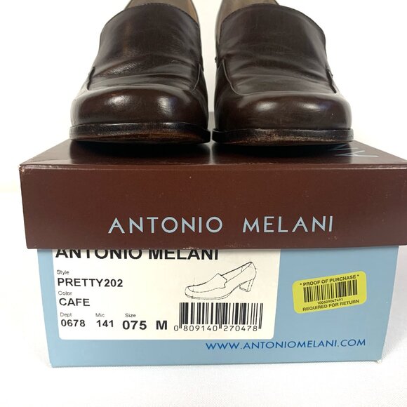 Antonio Melani Brown Leather Block Heel Loafer Women's Size 7.5 - Picture 6 of 7